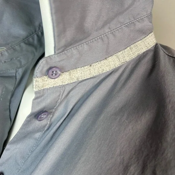Lafayette 148 Button Up Shirt XS poplin cotton Gray Military Utility Workwear - Picture 2 of 10